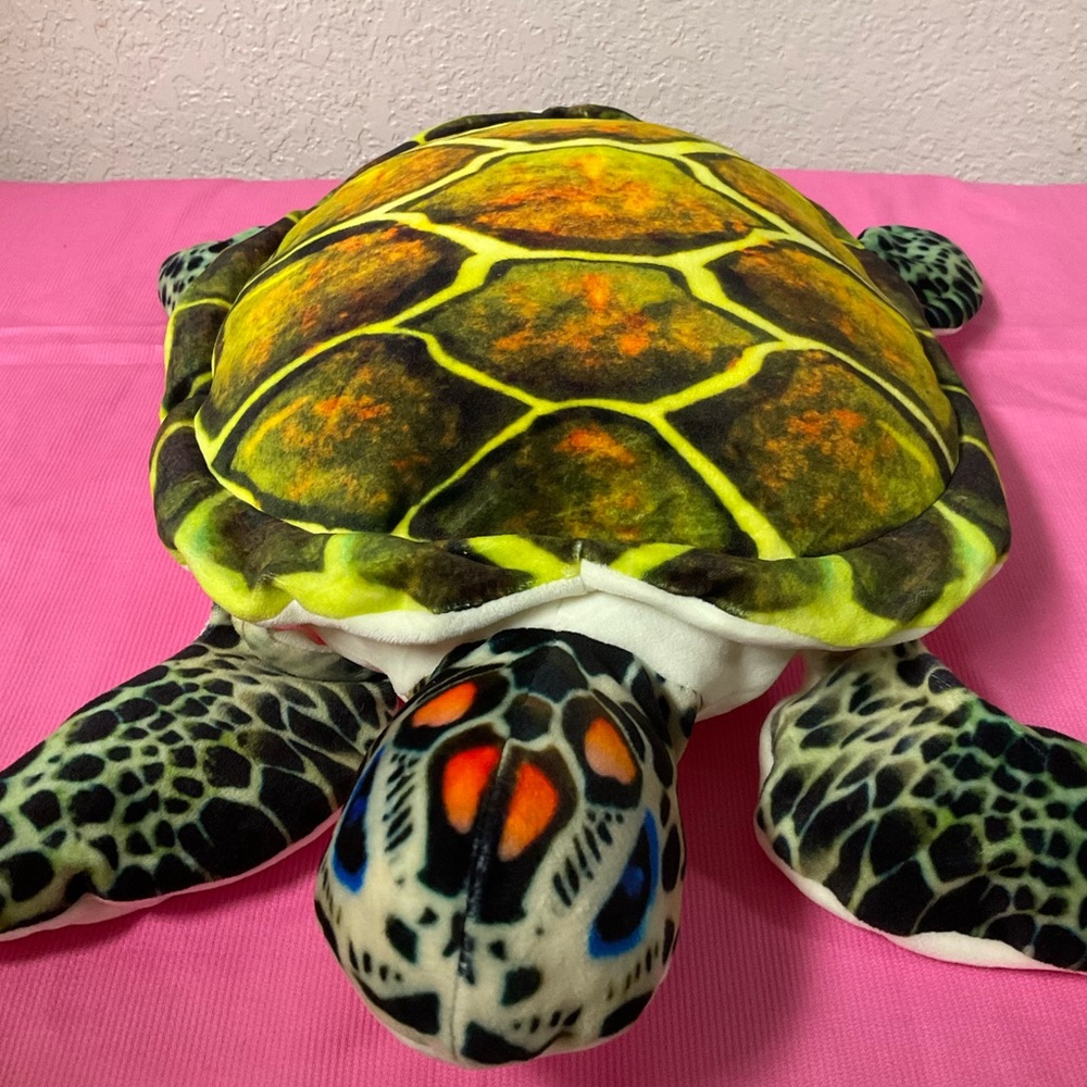 Multicolored Plush Sea Turtle Pillow - Stuffed Animal Toy